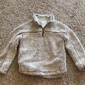 Thread & Supply Fuzzy Tan and Cream Zip Pullover